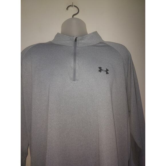 Under Armour Men's Shirt 2XL 1/4 Zip Pullover Long Sleeve HeatGear Tech Gray - Picture 2 of 5